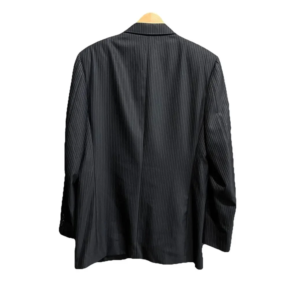 Canali Black Striped Super 120's Wool Men's‎ Jacket Sports Blazer Size 52L